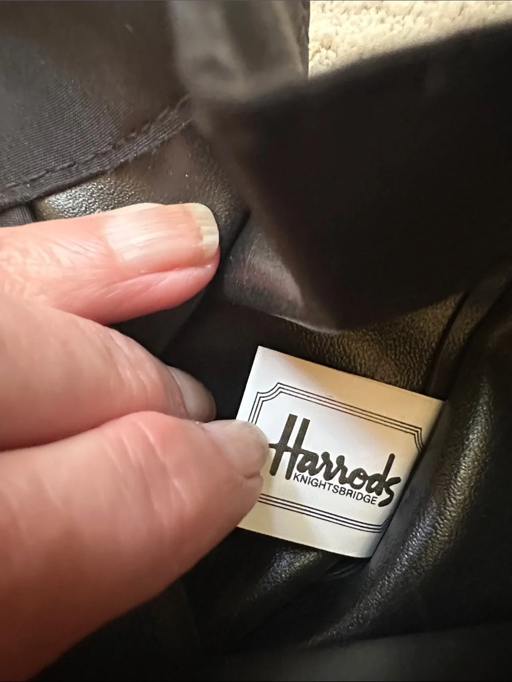 Vintage Harrods Knightsbridge Tote Bag London England Shopping Bag Black Gold